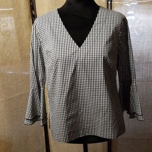 WHBM Black and White Check Blouse